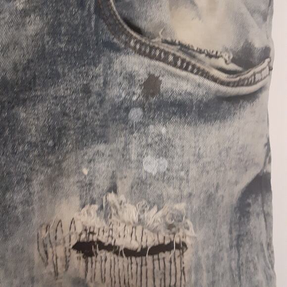 Another Hype Piece Jean Shorts Mens 42 Baggy Denim Short Y2K Distress Grunge AHP - Picture 4 of 13